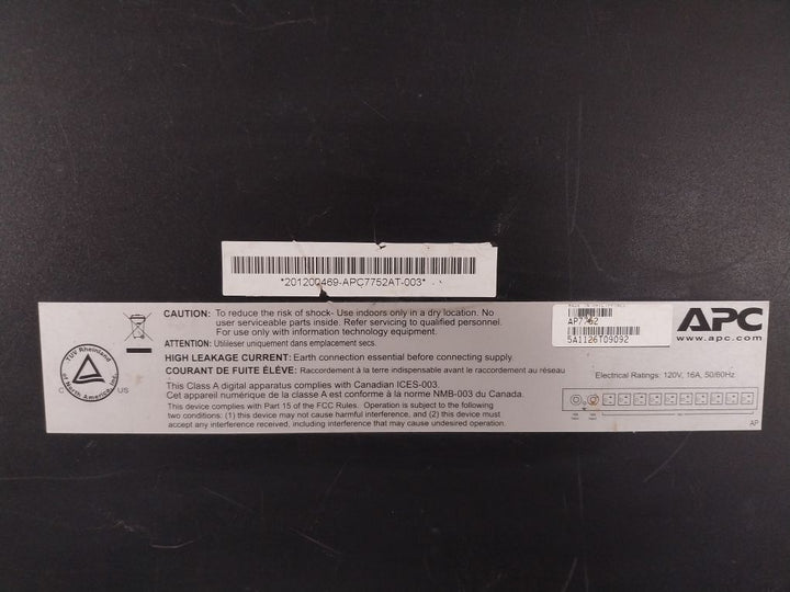 Apc Ap7752 Rack Mount Automatic Transfer Switch 120V