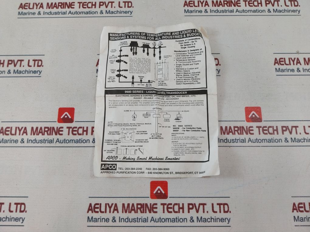 Apco 9900 Series Liquid Level Transducer