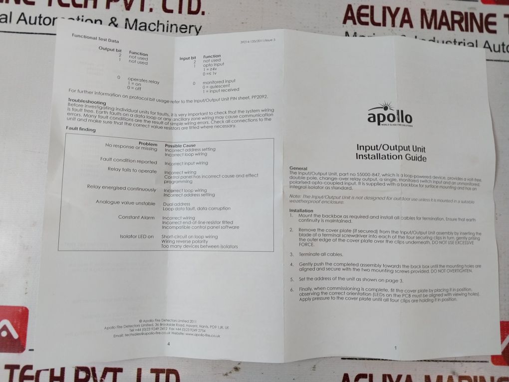 Apollo Xp95 Loop Input/Output Unit With Isolator 55000-847 Apo