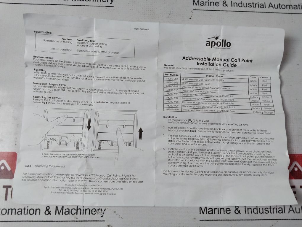 Apollo Xp95 Manual Call Point With Isolator 55200-908Apo