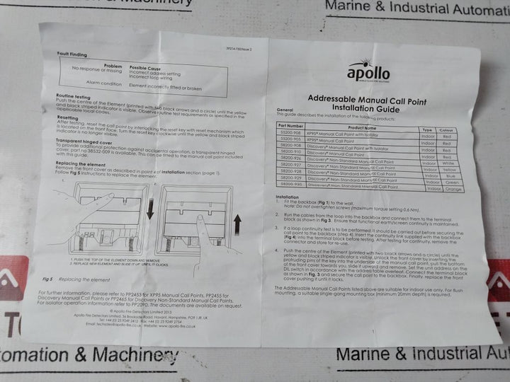 Apollo Xp95 Manual Call Point With Isolator 55200-908Apo