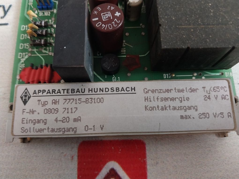 Apparatebau Hundsbach Ah 77715-b3100 Limit Value Detector 24V Ac