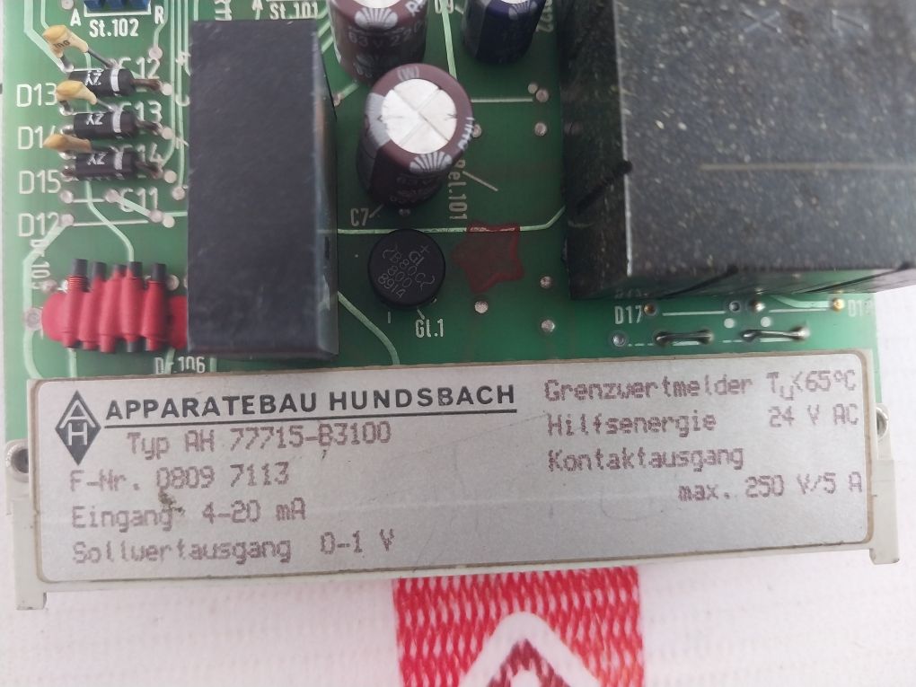 Apparatebau Hundsbach Ah 77715-b3100 Limit Value Detector 4-20 Ma