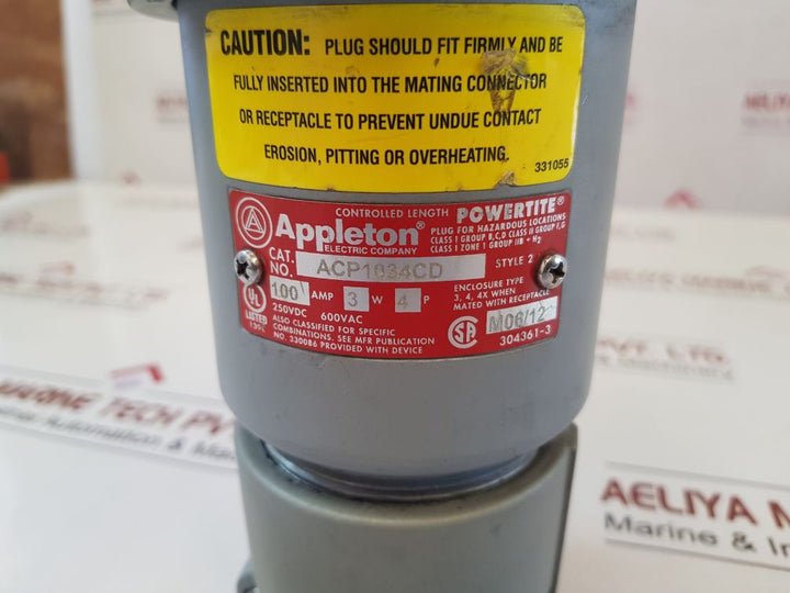 Appleton Acp1034Cd Pin & Sleeve Powertite Plug