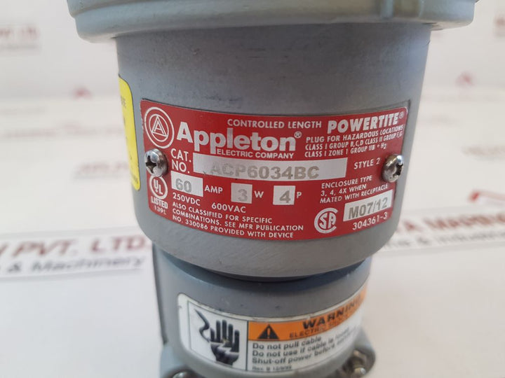 Appleton Acp6034Bc Pin & Sleeve Reverse Service Plug