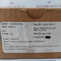 Appleton Aerc23 Aluminum Mounting Box