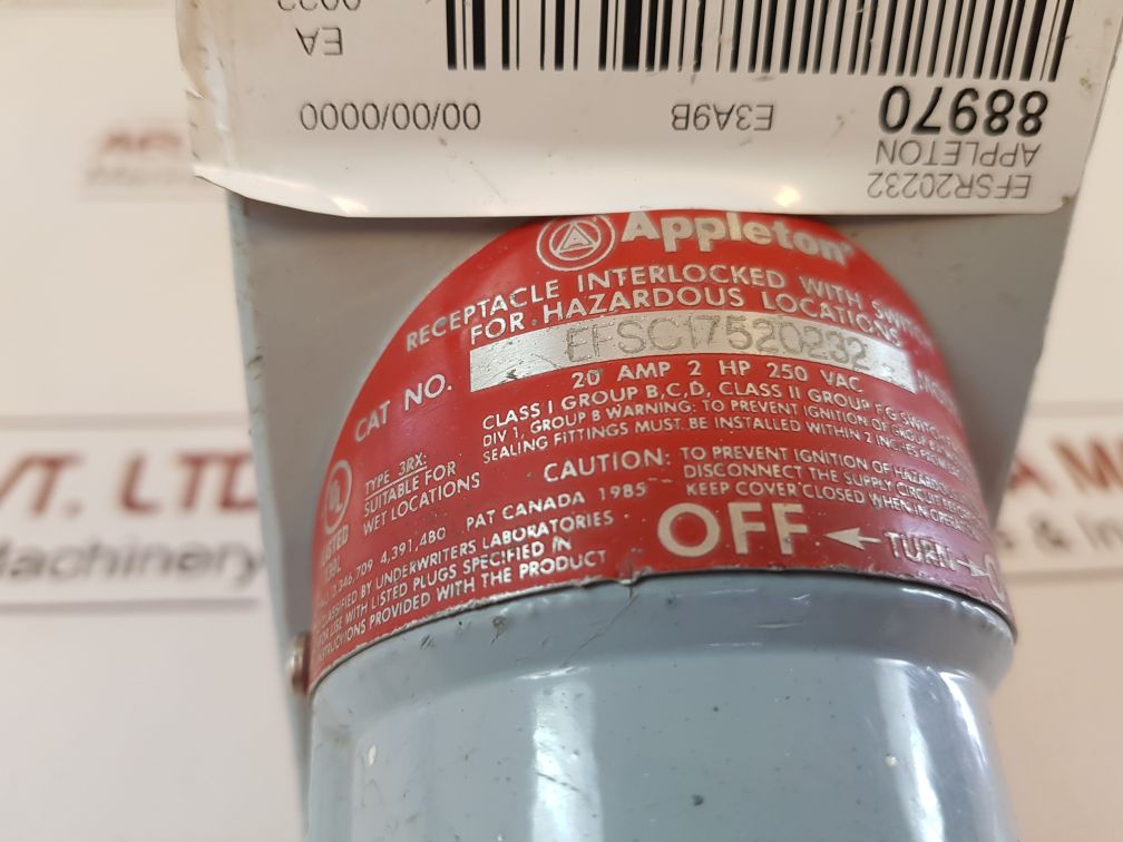 Appleton Efsc17520232 Receptacle Interlocked With Switch
