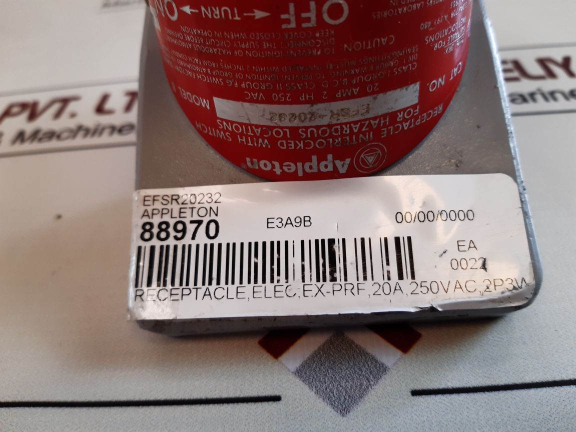 Appleton Efsr-20232 Receptacle Interlocked With Switch