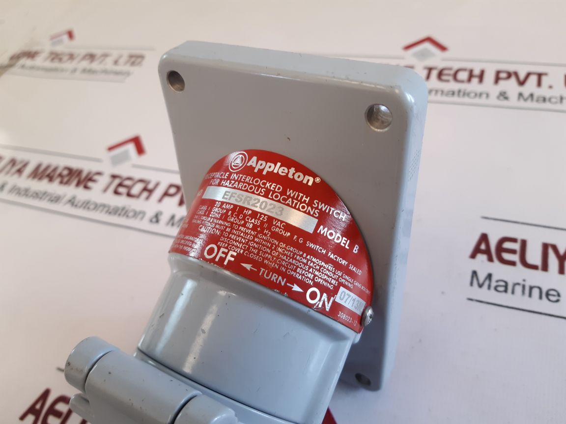 Appleton Electric Efsr2023 Receptacle Interlocked With Switch