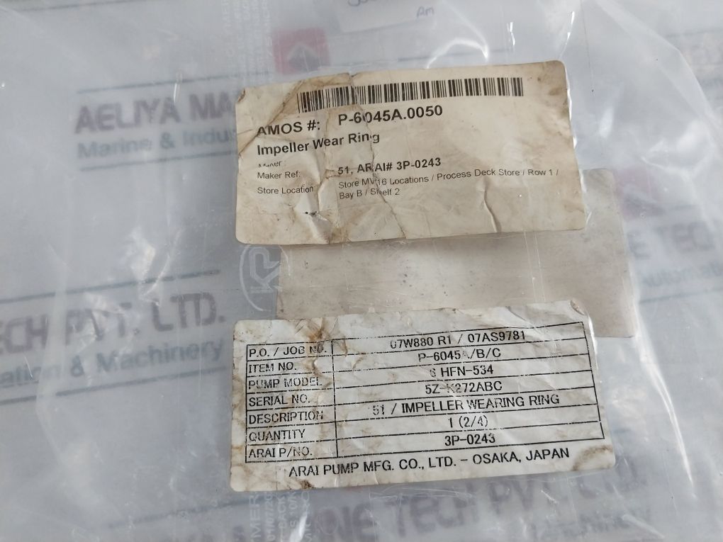 Arai Pump 3P-0243 51/Impeller Wearing Ring 6 Hfn-534