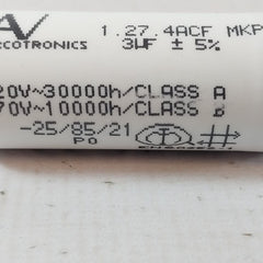 Av Arcotronics 1.27.4Acf Mkp Capacitor 3μF ±5%
