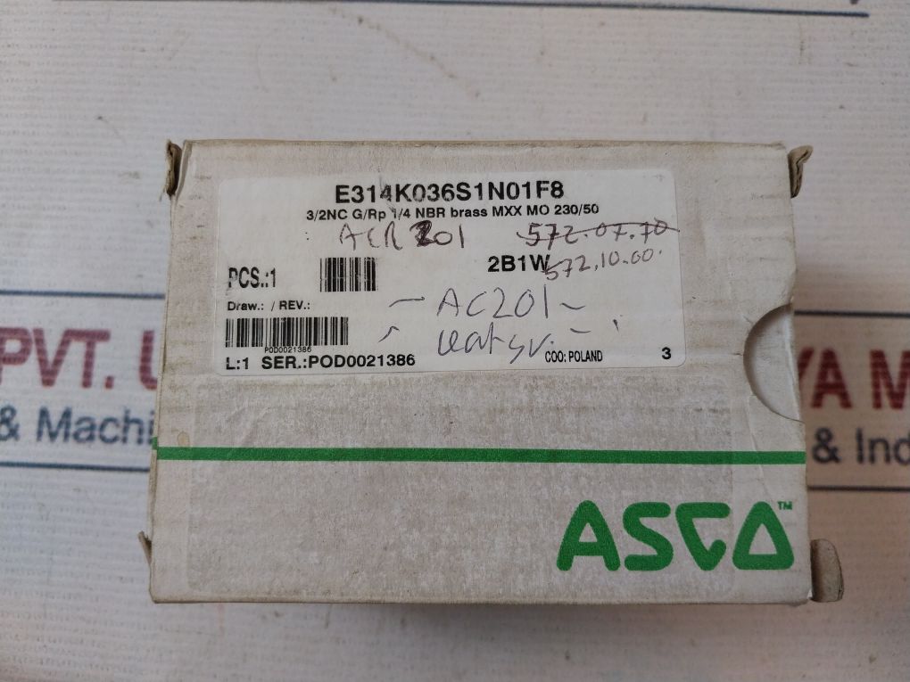Asco E314K036S1N01F8 Solenoid Valve Ac 10