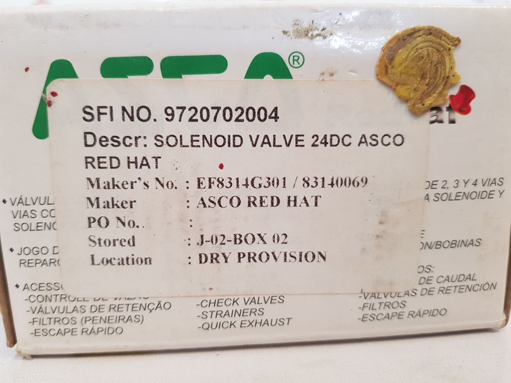Asco Red-hat Ef8314G301 Solenoid Valve