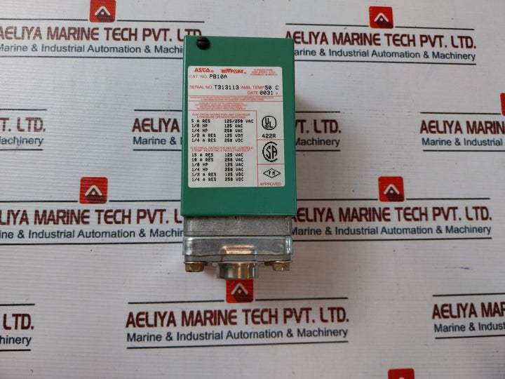Asco Pb10A Presure Switch 5 A Res 125/250Vac 20-200 Psi