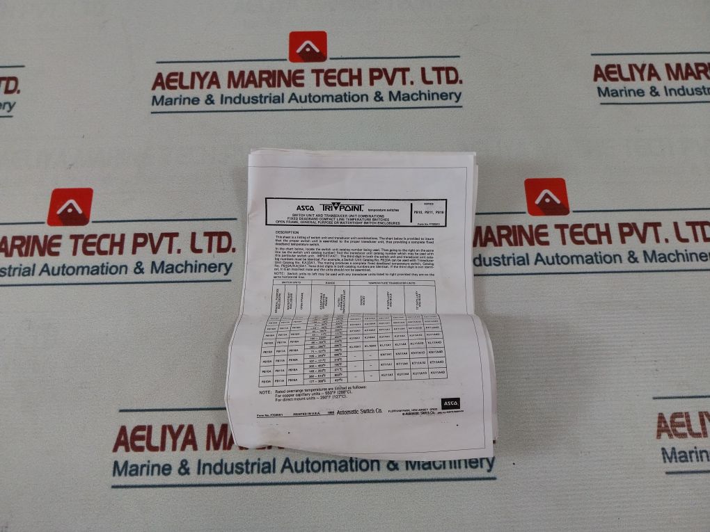 Asco Pb18A Tripoint Pressure Switch Rf10A42, 5A 250 Vac
