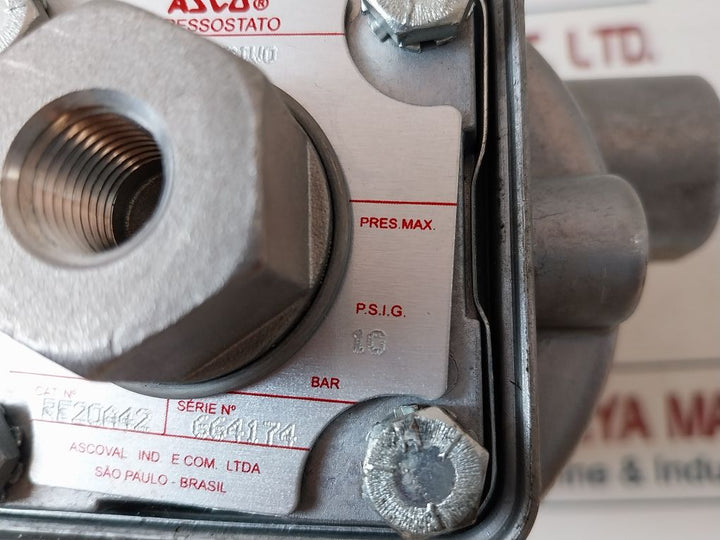 Asco Re20A42 Pressure Switch Unit Pb23A80K 15A 250Vac