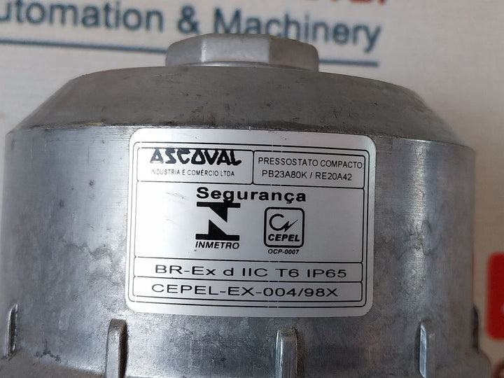 Asco Re20A42 Pressure Switch Unit Pb23A80K 15A 250Vac