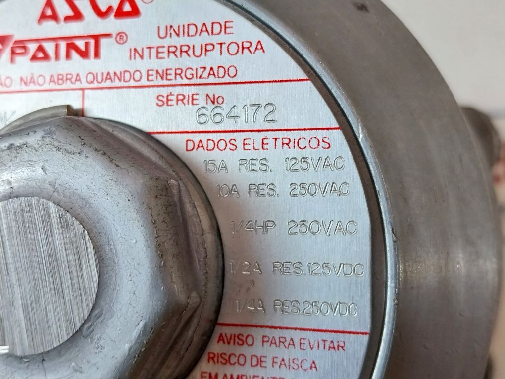 Asco Re20A42 Pressure Switch Unit Pb23A80K 15A 250Vac