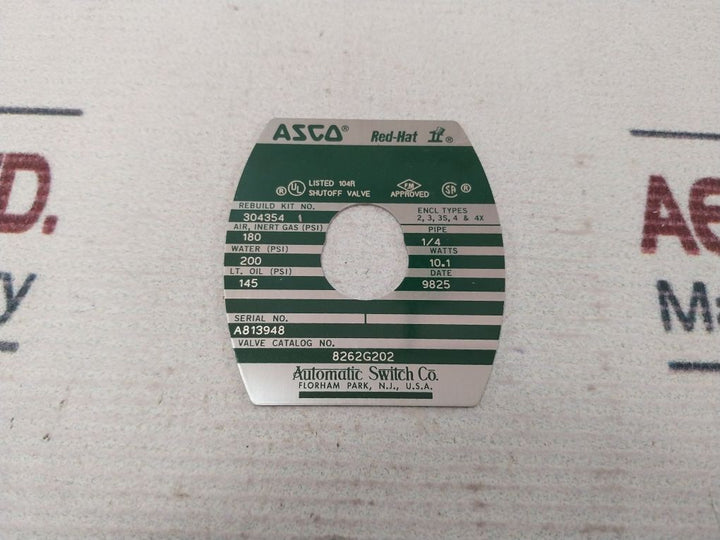 Asco Red-hat Ii 304354 Solenoid Shut-off Valve