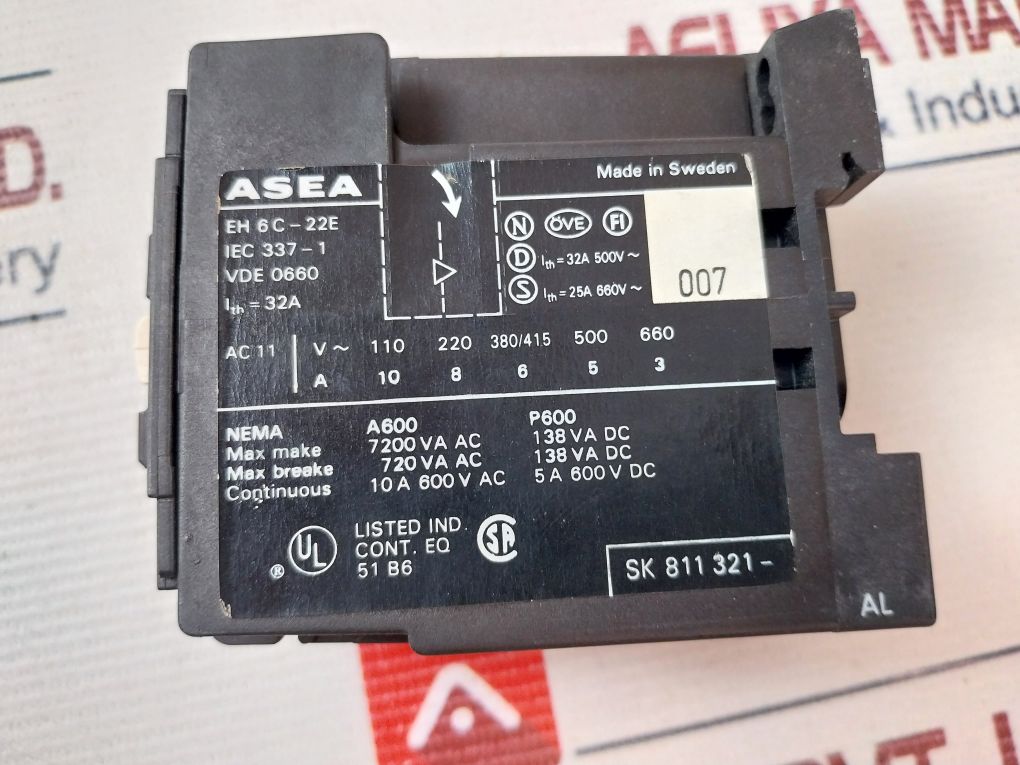 Asea Eh 6C-22E Control Relay