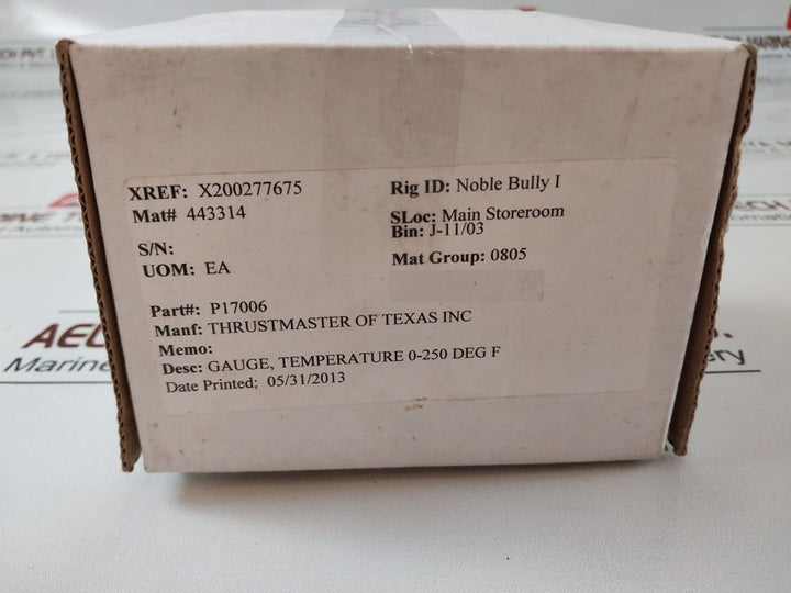 Ashcroft 30Bi Industrial Thermometer 30Bi60R0250/250F 0-250°F