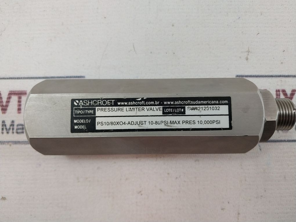 Ashcroft Ps10/80X04 Pressure Limiter Valve