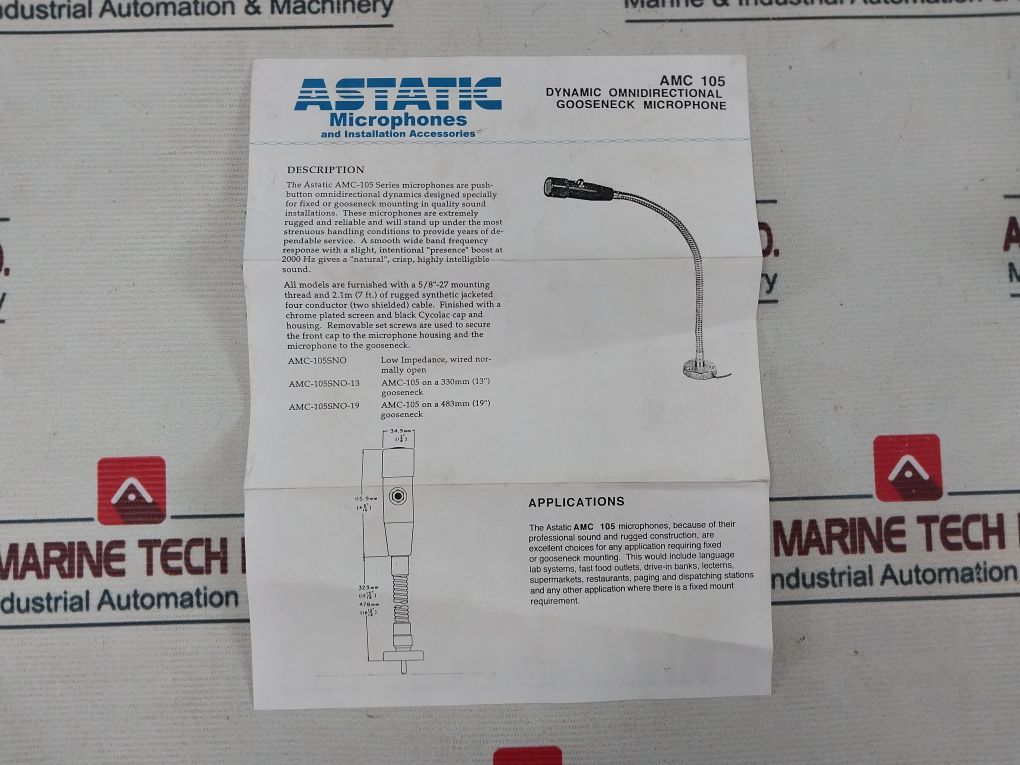 Astatic Amc-105Sno Dynamic Omnidirectional Gooseneck Microphone
