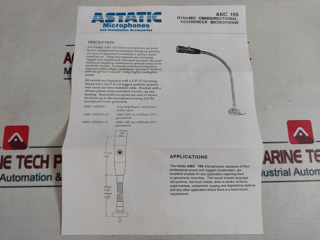 Astatic Amc-105Sno Dynamic Omnidirectional Gooseneck Microphone 