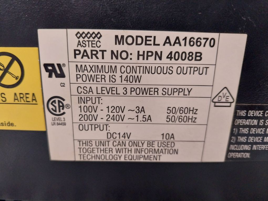 Astec Motorola Aa16670 Power Supply Hpn 4008B
