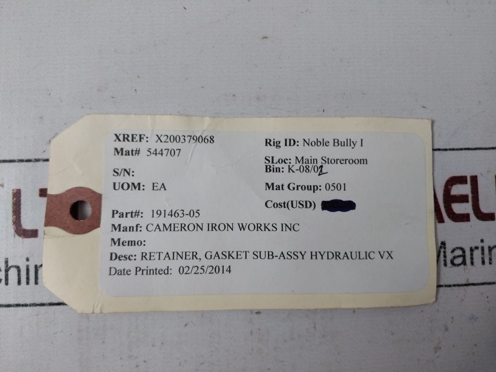 Atam 191463-05 Gasket Sub-assy Hydraulic Vx Retainer