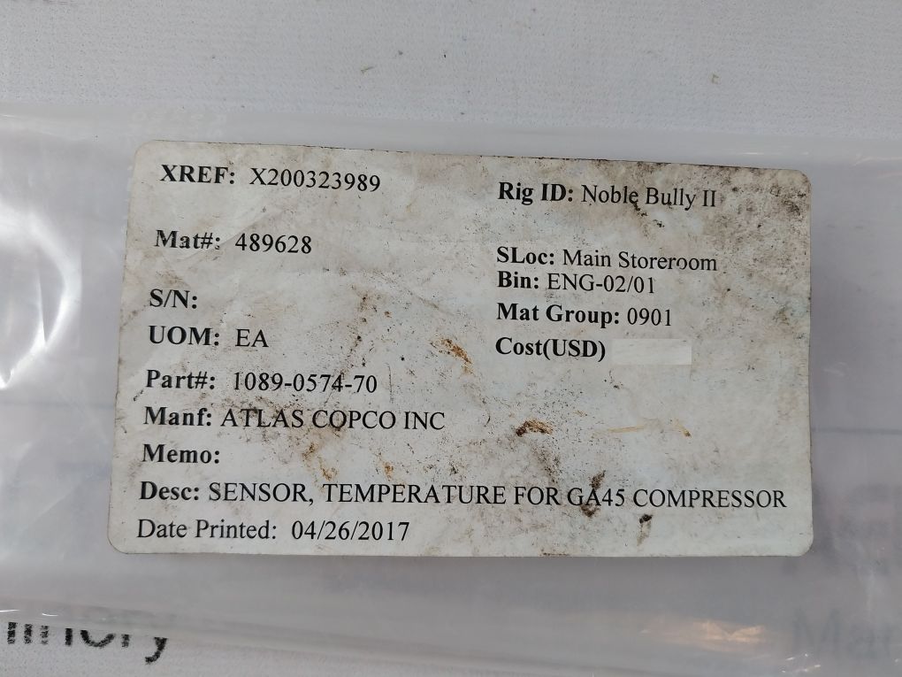 Atlas Copco 1089-0574-70 Temperature Sensor
