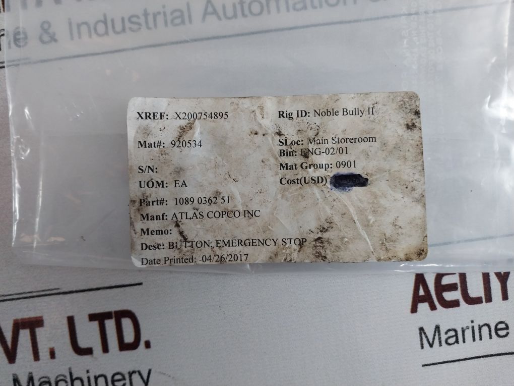 Atlas Copco 1089 0362 51 Emergency Stop Button