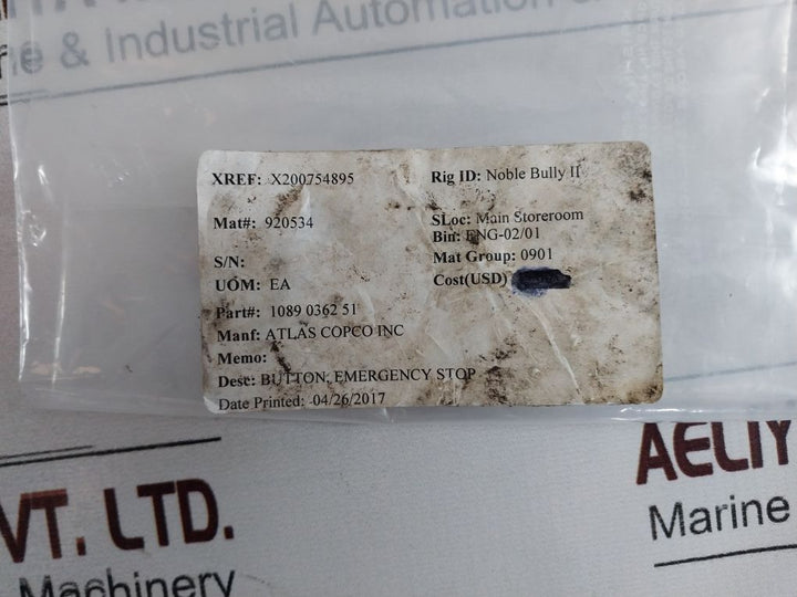 Atlas Copco 1089 0362 51 Emergency Stop Button