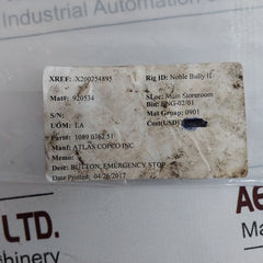 Atlas Copco 1089 0362 51 Emergency Stop Button