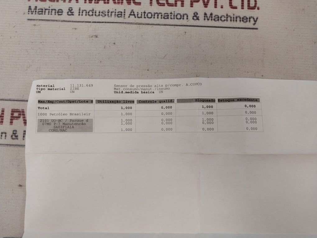 Atlas Copco 1089 9625 34 Pressure Sensor