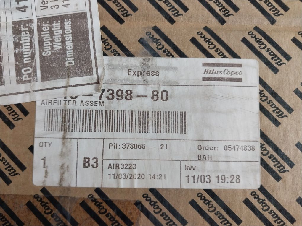 Atlas Copco 1613 7398 80 Air Filter Assembly