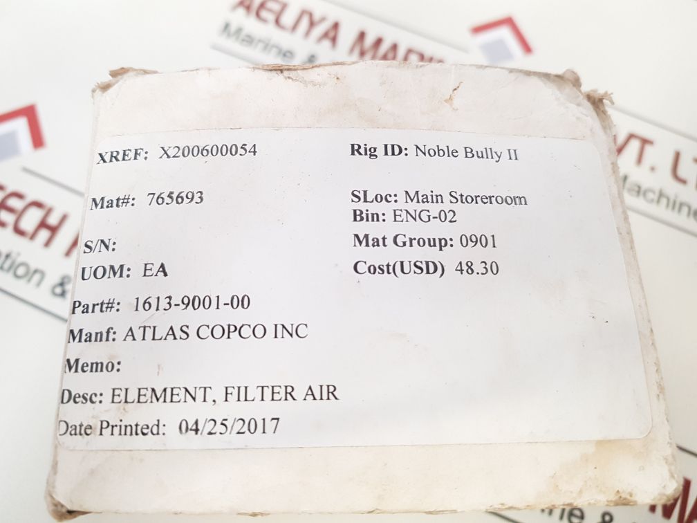 Atlas Copco Compressor 1613 9001 00 Air Filter Element