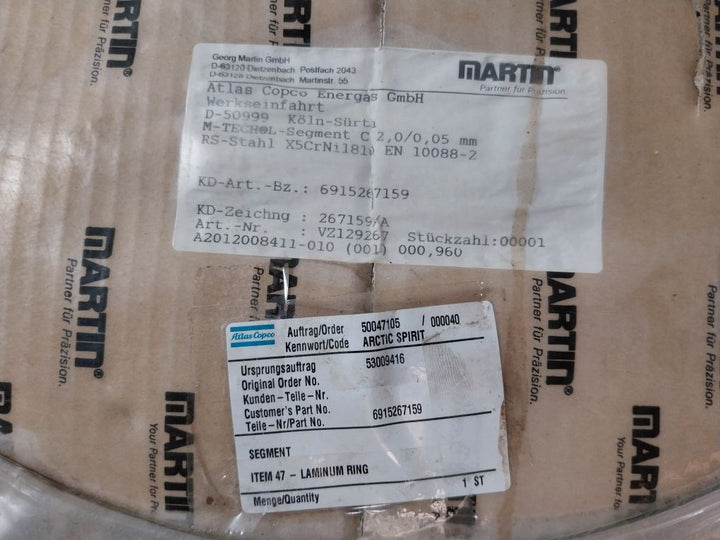 Atlas Copco Energas Martin 6915267159 Laminum Ring Rs-sthal X5Crni1810