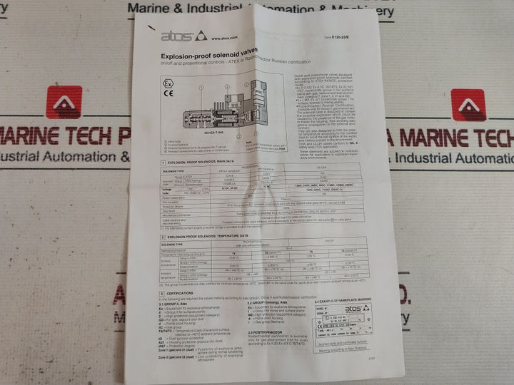 Atos 0A/M 24Dc 22 Explosion-proof Solenoid Valve