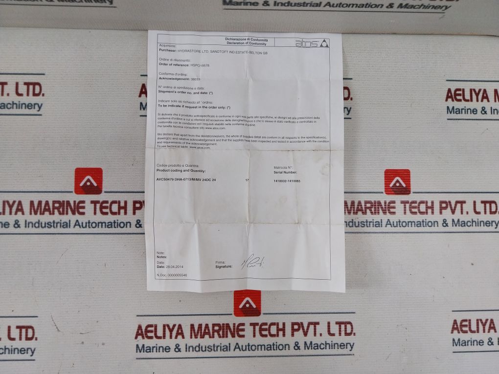 Atos Dha-0713/M/Mv 24Dc 24 Directional Control Valve Ip67