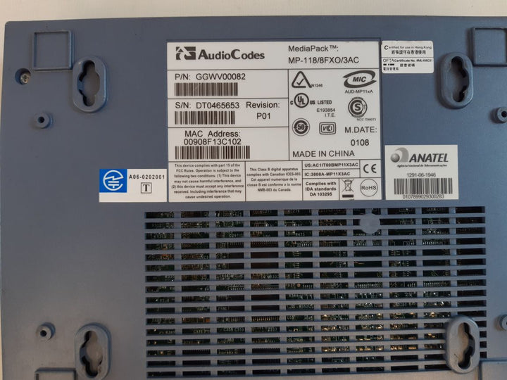 Audio Codes Mp-118/8Fxo/3Ac Mediapack Voip Gateway