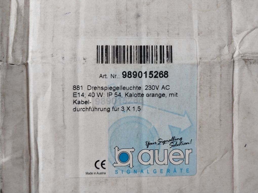 Auer 881 Orange Beacon Flashing Light 230 Volts