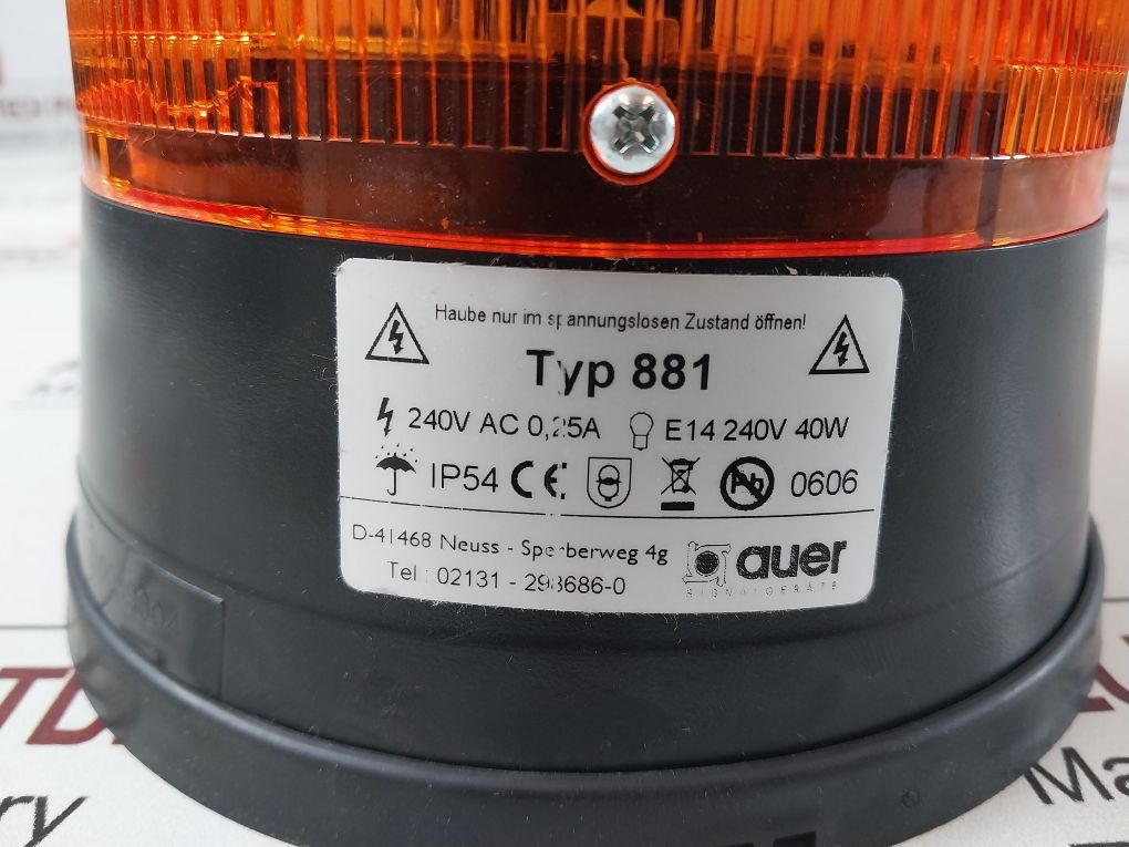 Auer 881 Orange Beacon Flashing Light 230 Volts