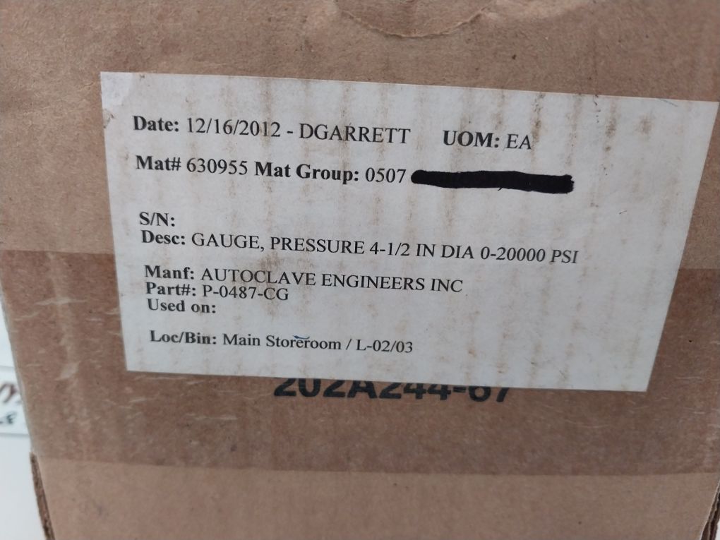 Autoclave Engineers Pressure Gauge 0-20000 Psi