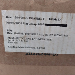 Autoclave Engineers Pressure Gauge 0-20000 Psi