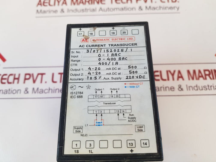 Automatic Electric Ac Current Transducer 0-400 Aac
