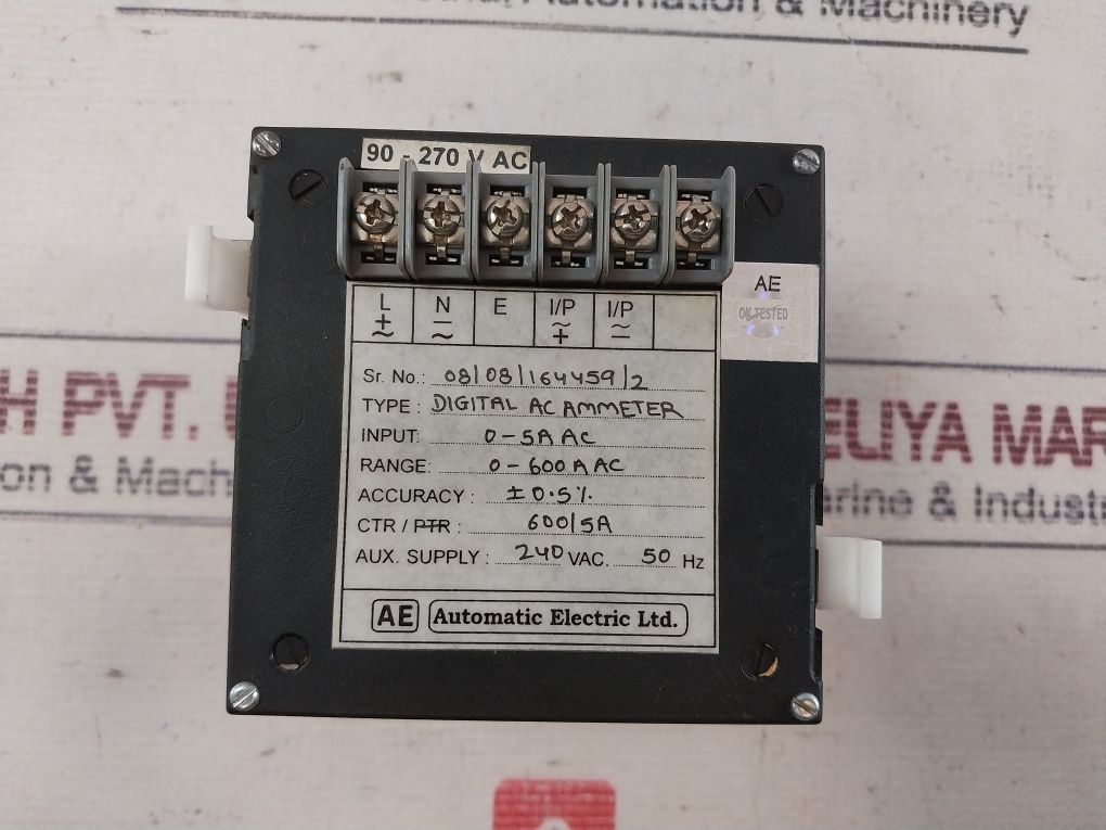 Automatic Electric Digital Ac Ammeter 96X96 240Vac