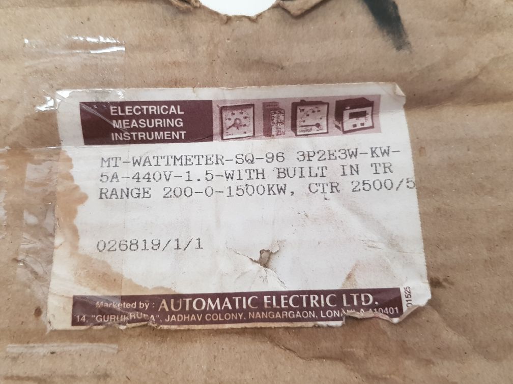 Automatic Electrical Mt-wattmeter-sq-96 3P2E3W
