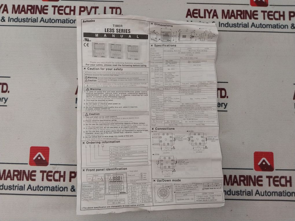 Autonics Le3S Timer 100-240Vac 50/60Hz