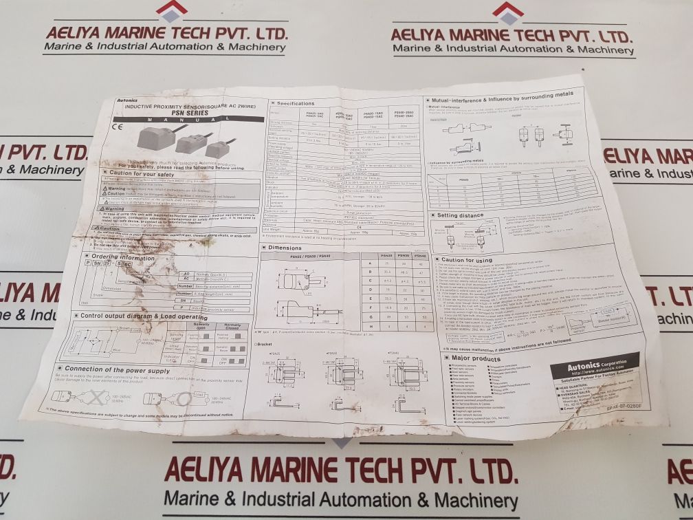 Autonics Psn40-20Ao Inductive Proximity Sensor 100-240 Vac